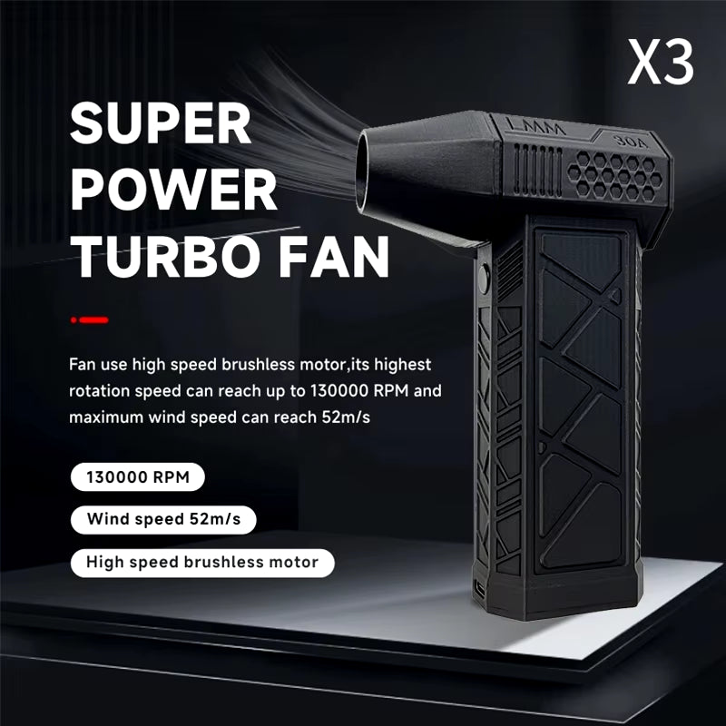 Mini Turbo Jet Fan Electric Air Duster with 3 Gear Adjustable 130000RPM Wind Speed 52M/S Car Computer Cleaning Blower Tool